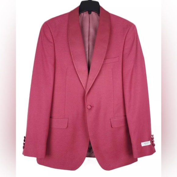 Alfani Men's Slim Fit Tuxedo Jacket Floral Dusty Rose 40L Suit Jacket Blazer New - Picture 3 of 11